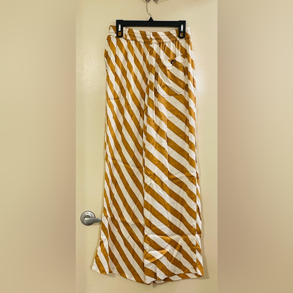 MAEVE by ANTHROPOLOGIE NWOT Straight Leg Pull On Silk Pants in Bronze - Picture 6 of 10